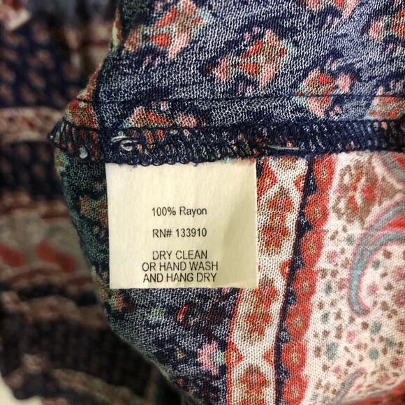 Show Me Your Mumu Bell Sleeve Paisley Boho Button Down Top Blue Red Size XS - Picture 3 of 6